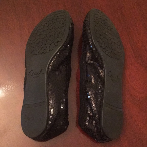 Coach Black Sequined Ballet Flats 5.5M - Picture 3 of 11